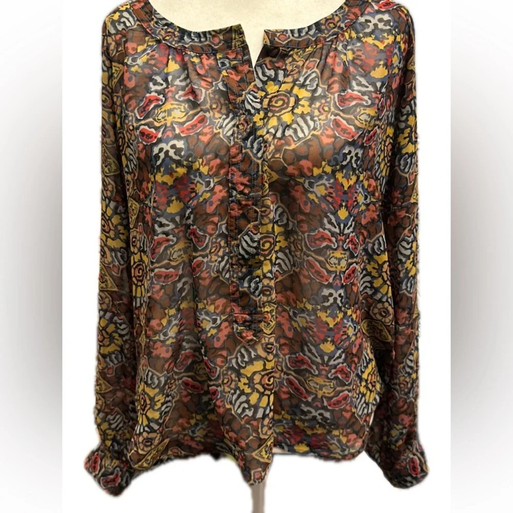 PJK Patterson J. Kincaid Flowy Long Sleeve Blouse Size XS